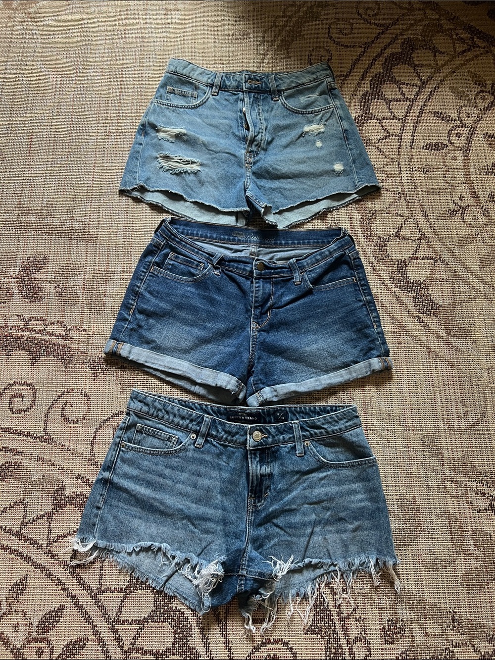 Lucky Brand Distressed Denim Shorts Trio - Blue